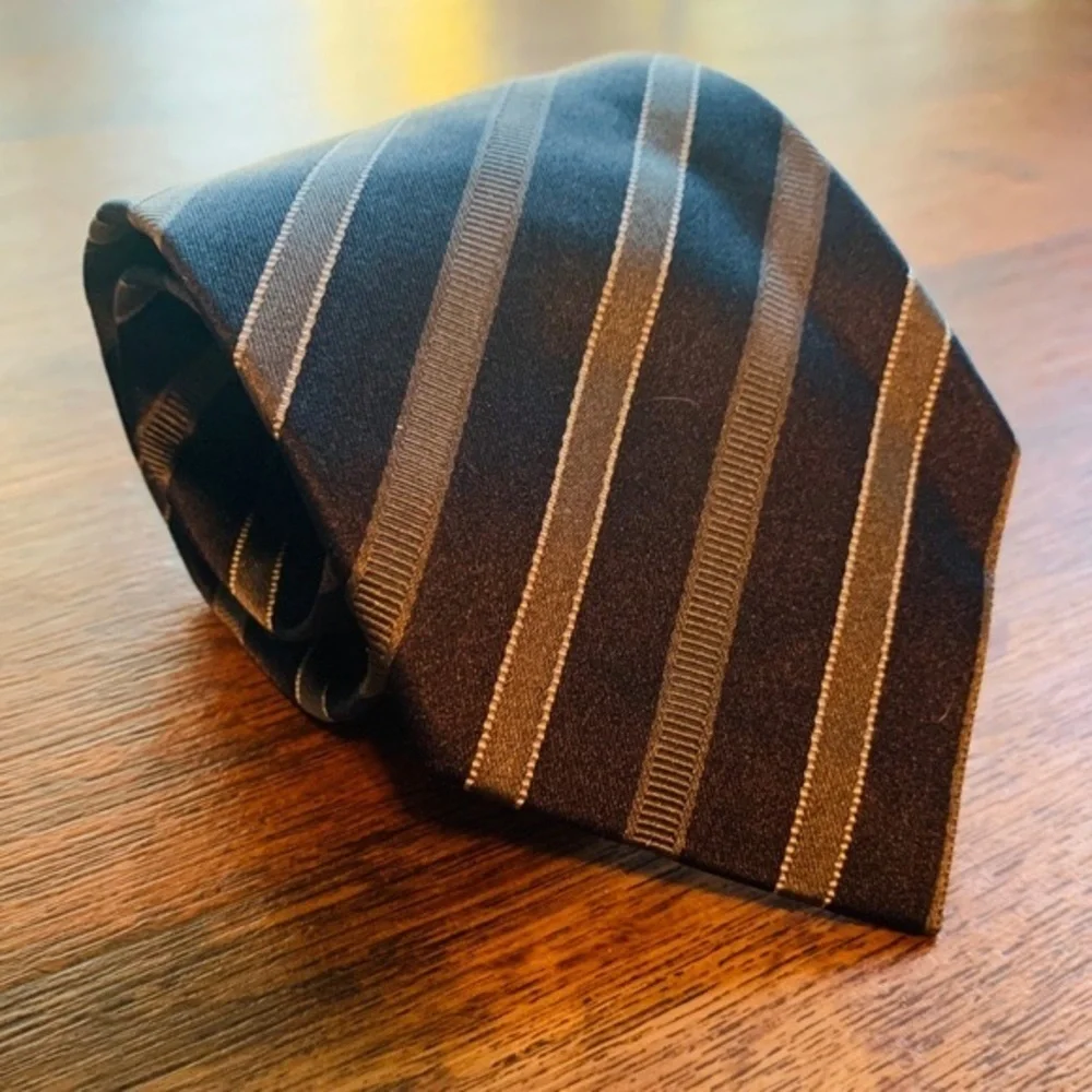 Dolce & Gabbana Blue & Gray Striped Silk Tie